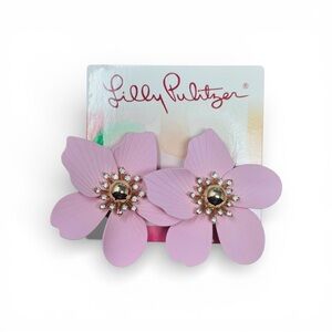 NWT Lilly Pulitzer Oversized Orchid Stud Earrings ~ Shell Pink